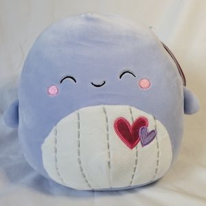 NWT 8" Samir the Valentine's Whale Squishmallow Kellytoy Plush Heart